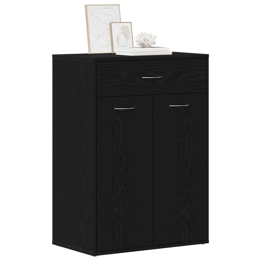 Schoenenkast Zwart Eikenhout 60X35X84 Cm Gelaagd Hout