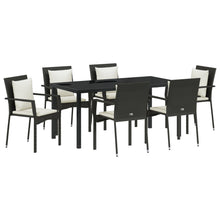 7-Delige Tuinset Met Kussens Zwart Poly Rattan