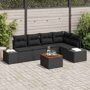 Tuinbankenset poly rattan zwart 6-delig