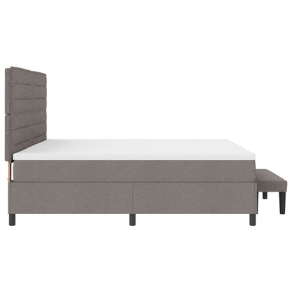 Boxspring Bed Met Matras & Bank Stof Taupe 200 x 200 cm Lijnen ontwerp