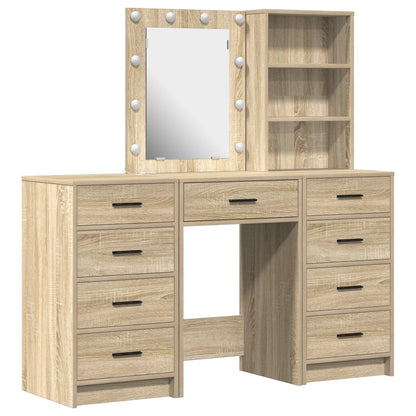 3 Delige Kaptafel Set Met Led Sonoma Eiken Gefabriceerd Hout