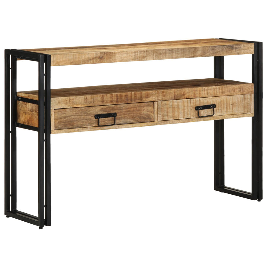 Eettafels Zwart Massief Mango Hout En Metaal 120 x 33 x 75 cm Massief ruw mangohout