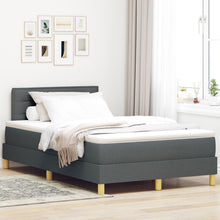 Boxspring Bed Met Matras Stof Donkergrijs 120 x 200 cm Lijnen ontwerp