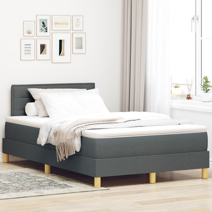 Boxspring Bed Met Matras Stof Donkergrijs 120 x 200 cm Lijnen ontwerp