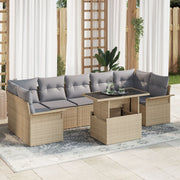 Garden Sofa Set with cushion 8 pcs Beige Poly Rattan