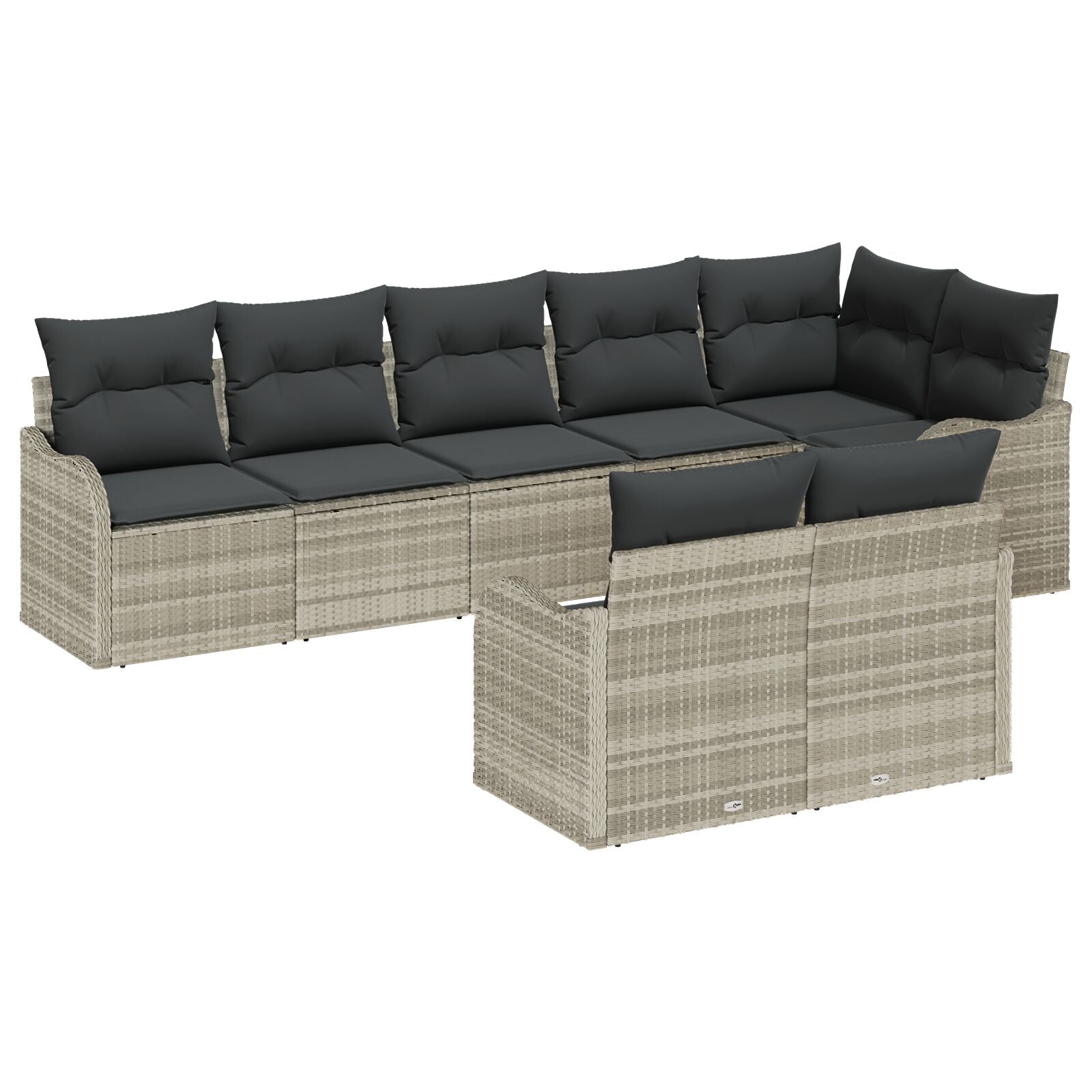 8-delige tuinbankstel met kussens Lichtgrijs Poly Rattan, vidaXL 2-zits tuinbank met kussens Lichtgrijs Poly Rattan
