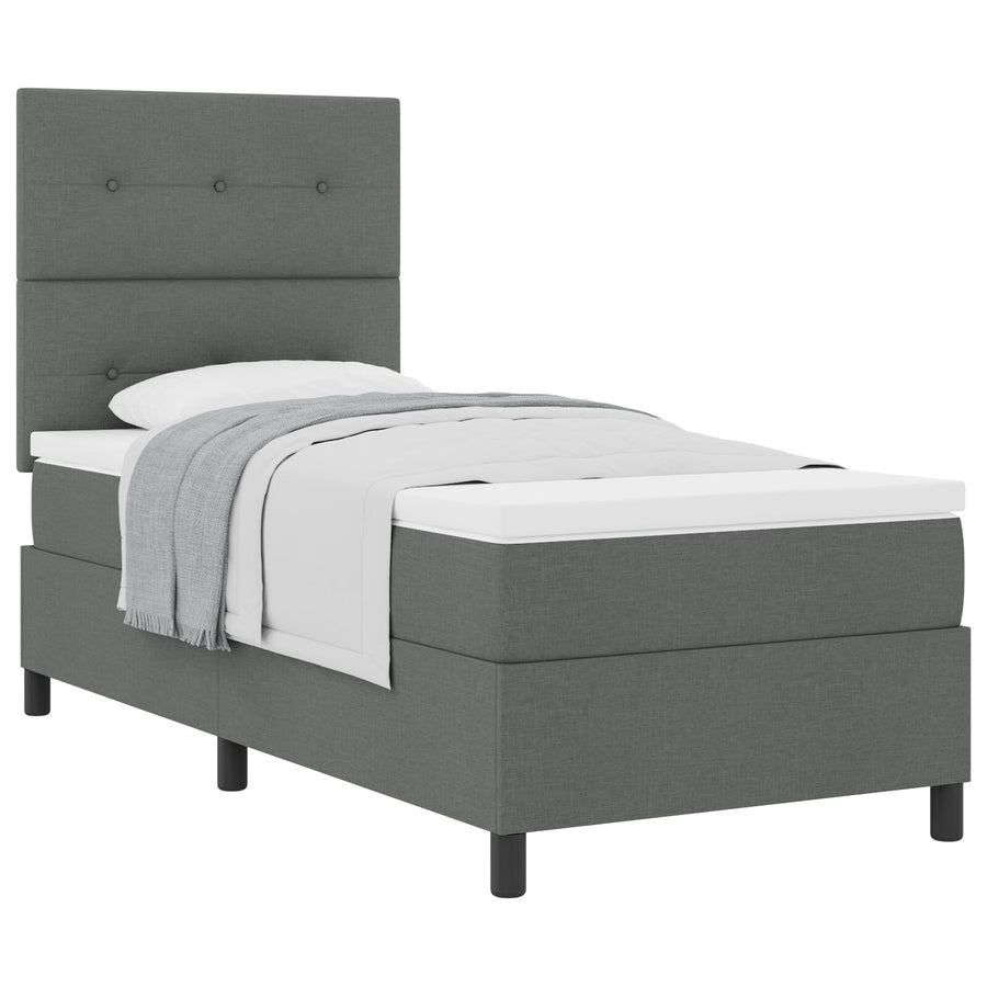 Boxspringbed Met Matras Stof Donkergrijs 80 x 200 cm Knop tufted