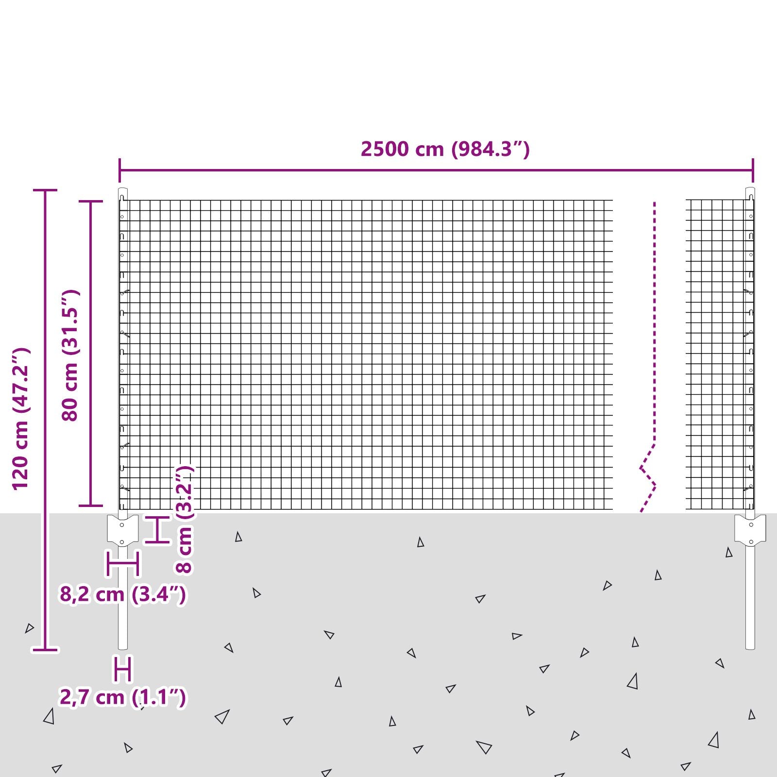 Gelaste Draadhek Met 11 U-Palen Zilver 0.8X25 M Staal