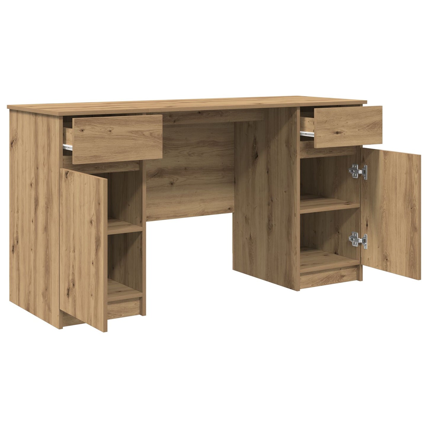 Bureau Artisan Eiken 140X49X76 Cm Bewerkt Hout