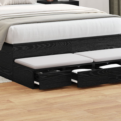 Bed Lades Zwart Gefabriceerd Hout Zwart eiken 120 x 36.5 x 16.5 cm