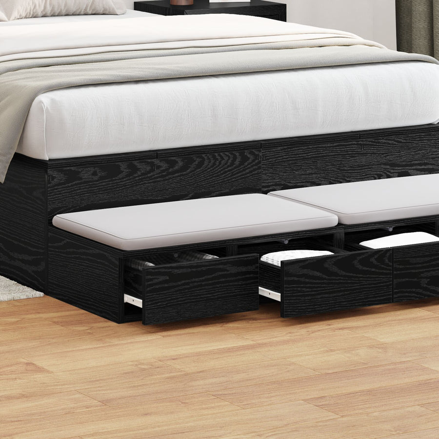 Bed Lades Zwart Gefabriceerd Hout Zwart eiken 120 x 36.5 x 16.5 cm