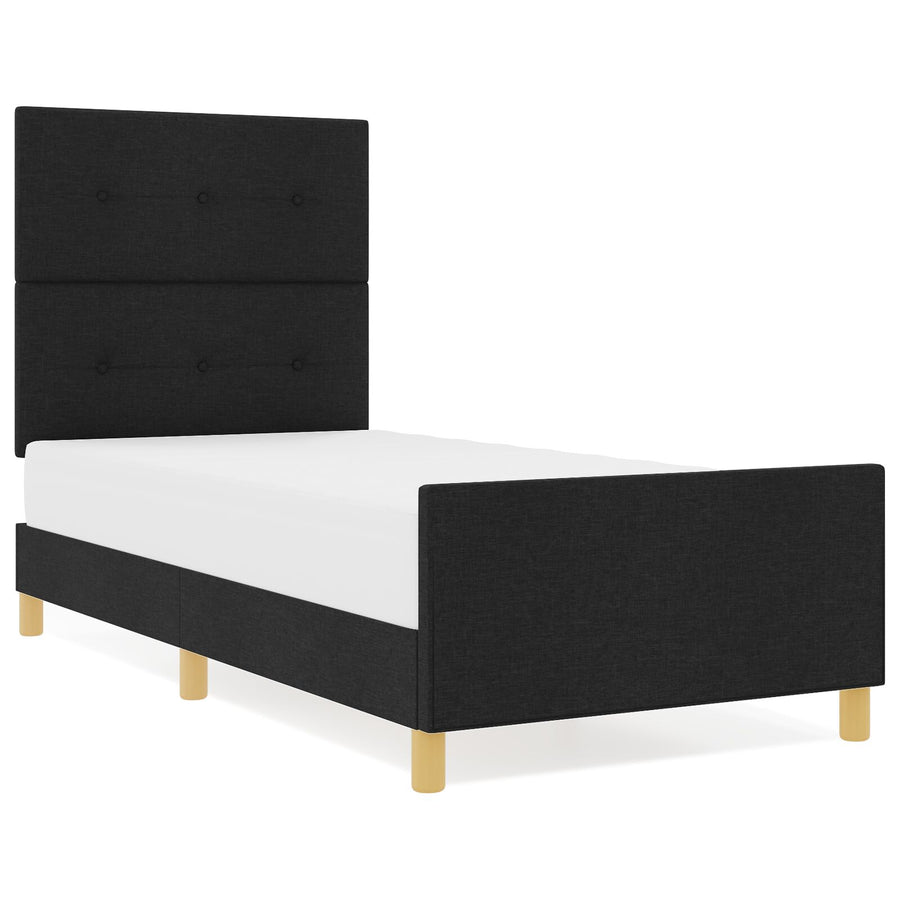 Zwarte Stof Bedframe 90X190 Cm Crème