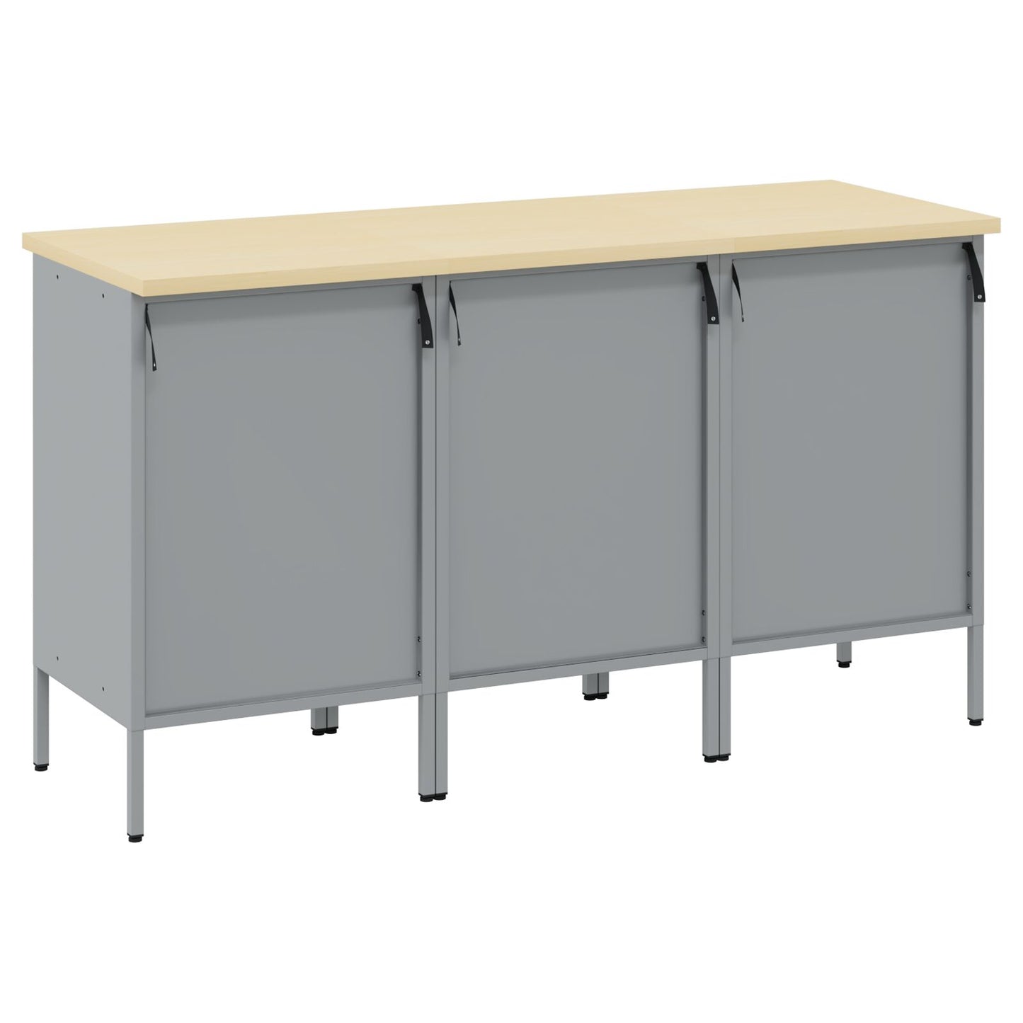 3-Delige Werkcabinet Set Zwart En Grijs Gelaagd Hout En Staal