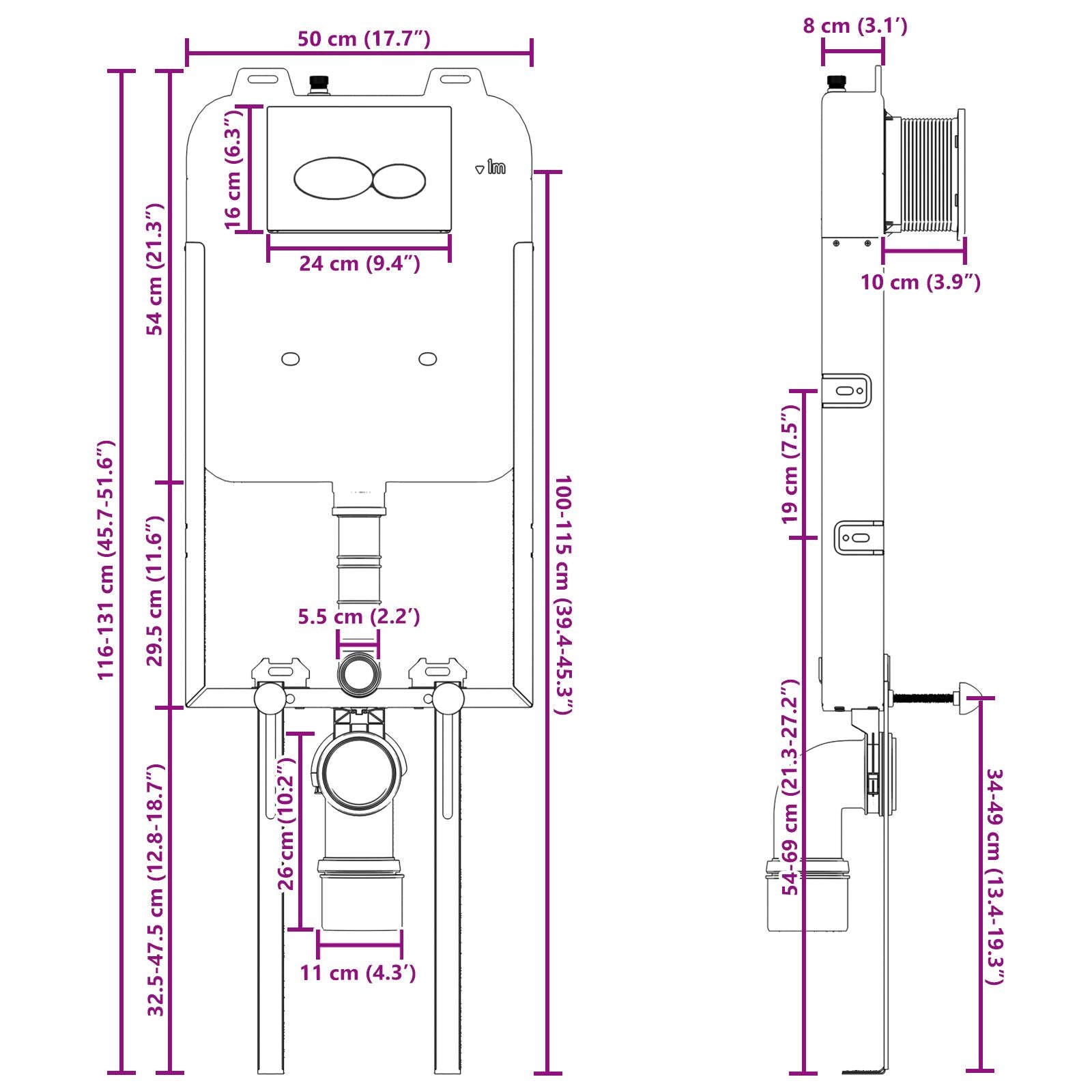 Badkameraccessoire Montage Wit Plastic 50 X 8 X 131 Cm