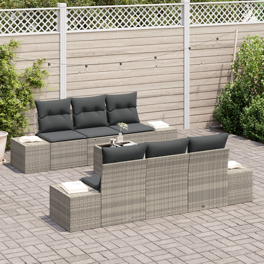 Tuin Sofa Set Set Van 7 Lichtgrijs, Donkergrijs
