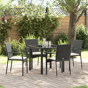 Tuin eettafelset poly rattan zwart 9-delig
