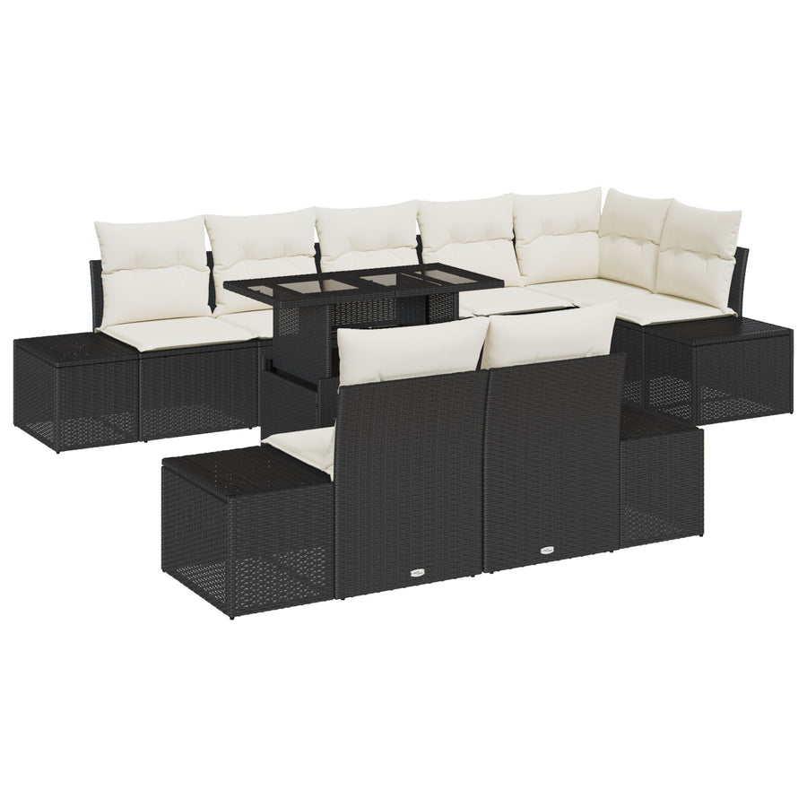 Tuin Sofa Set Set Van 9 Zwart Frame Met Crèmekleurige Kussens