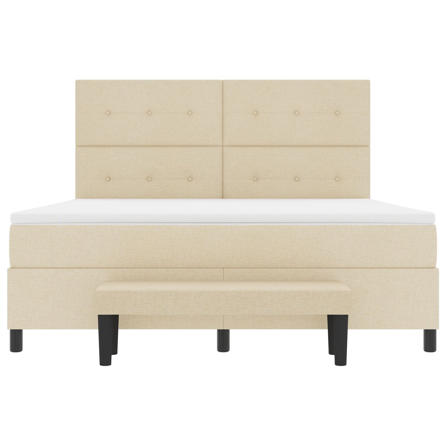 Boxspring Bed Met Matras & Bank Stof Crème 180 x 200 cm Knop tufted