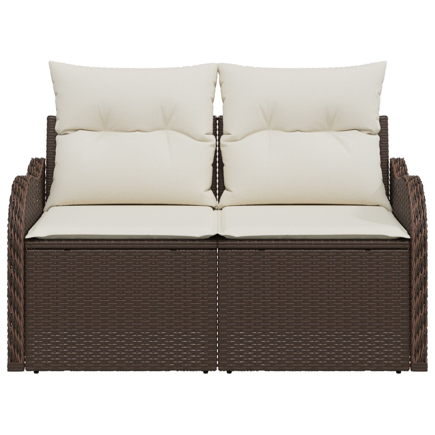 2-Zitter Tuinbank Met Opslag & Kussens Bruin Poly Rattan