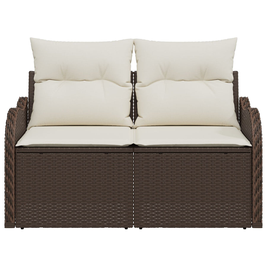 2-Zitter Tuinbank Met Opslag & Kussens Bruin Poly Rattan