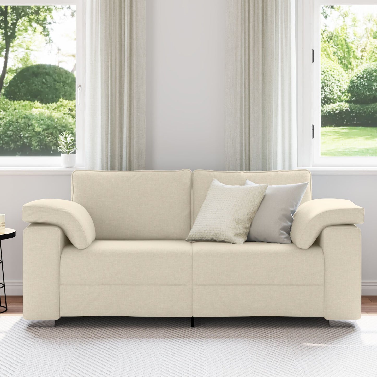 Bank Beige Polyester Afneembare Hoezen Bank 2.5-Zits