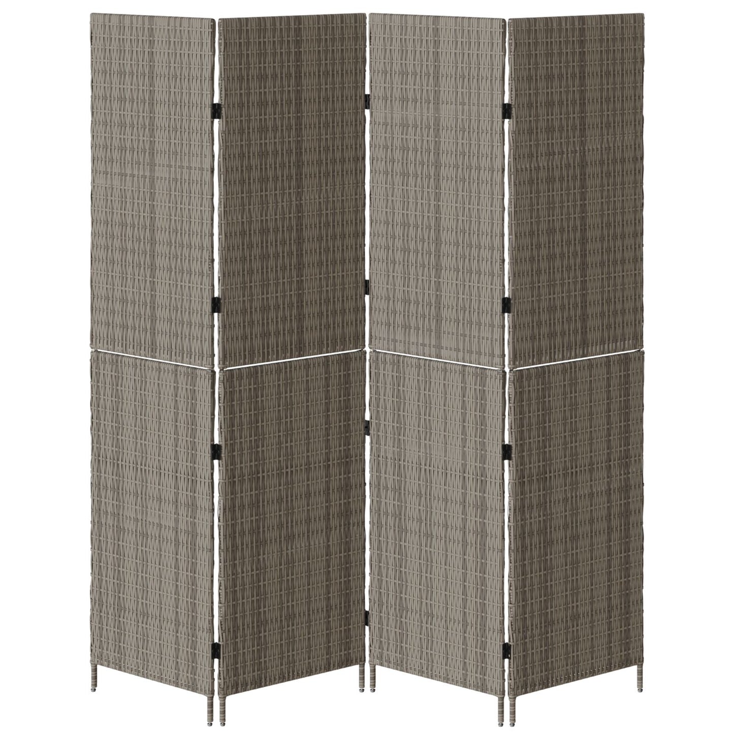 Kamerscherm Opvouwbaar 195X Poly Riet 180 cm Grijs 4 panelen