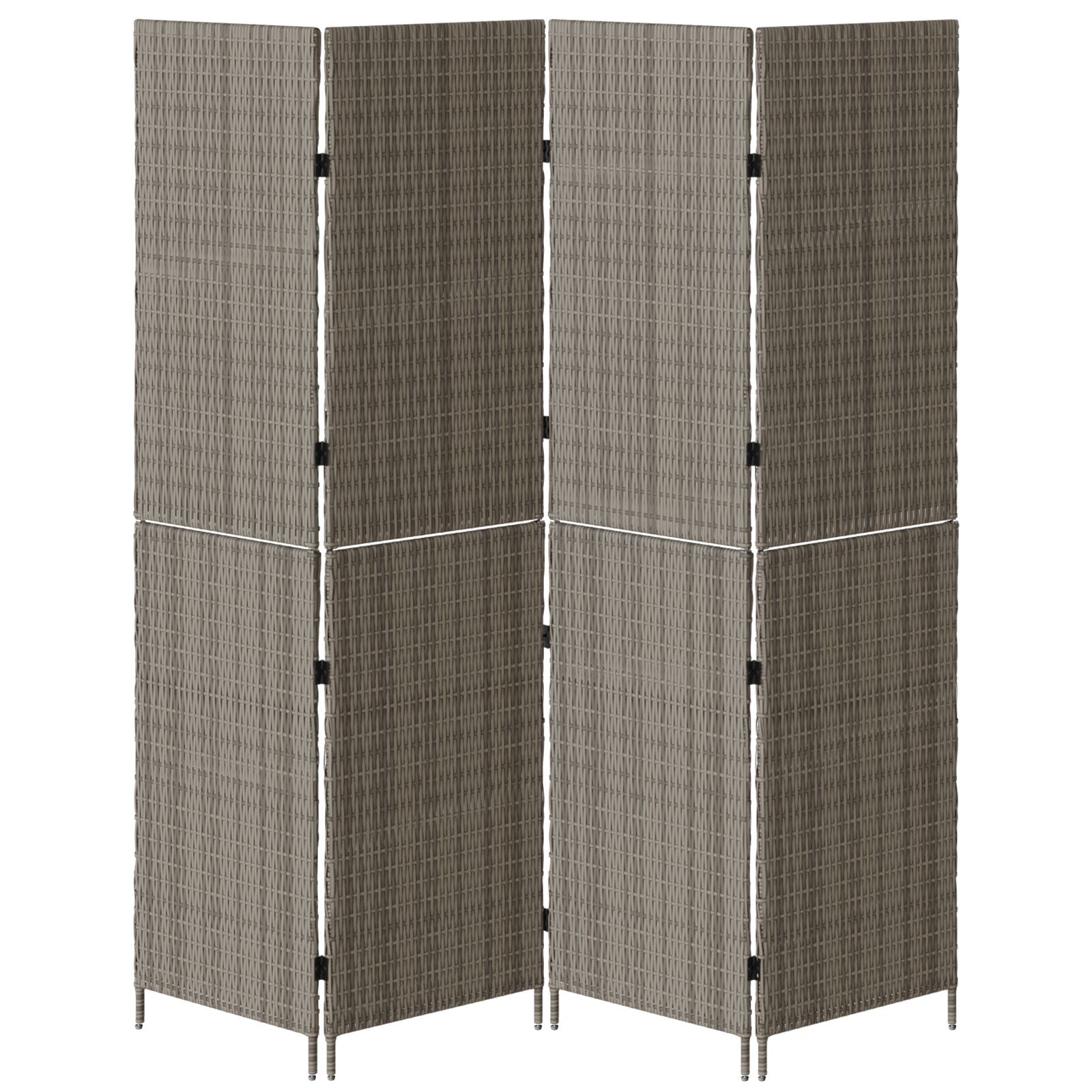 Kamerscherm Opvouwbaar 195X Poly Riet 180 cm Grijs 4 panelen