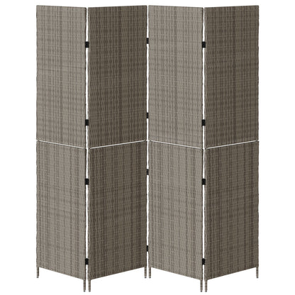 Kamerscherm Opvouwbaar 195X Poly Riet 180 cm Grijs 4 panelen