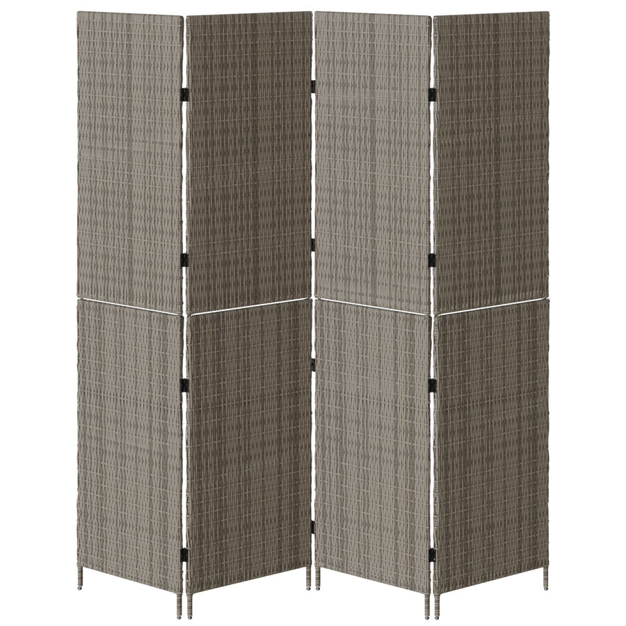 Kamerscherm Opvouwbaar 195X Poly Riet 180 cm Grijs 4 panelen