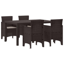 5-Delige Tuin Eettafel Set Met Kussens Bruin Poly Rattan