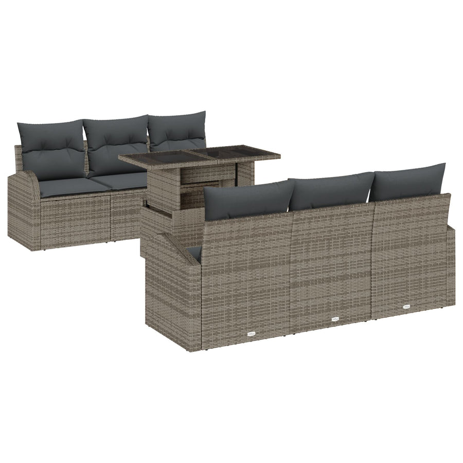 Tuin Sofa Set Set Van 7 Bruin, Grijs Poly Rattan, Olefin Stof