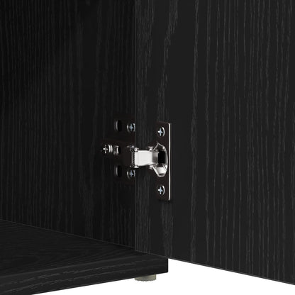 Opbergbank Zwart Eikenhout 100X30X48 Cm Geengineerd Hout