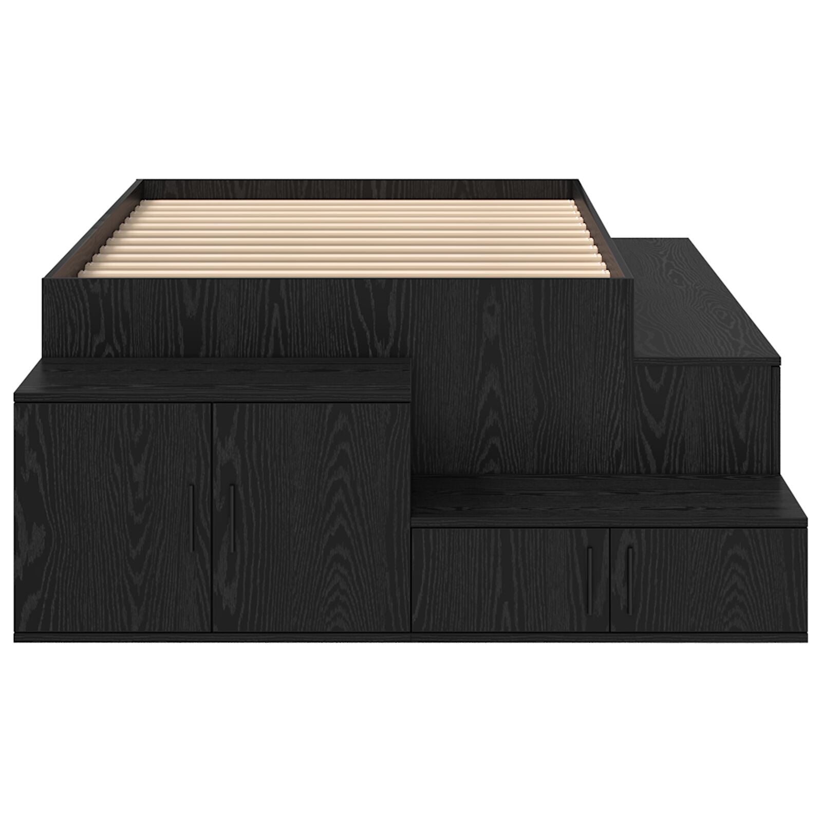 Opslag Bed Zwart Eiken Geengineerd Hout, Zwart Eikenfineer Artisanaal Eiken