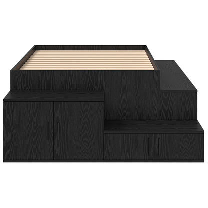 Opslag Bed Zwart Eiken Geengineerd Hout, Zwart Eikenfineer Artisanaal Eiken