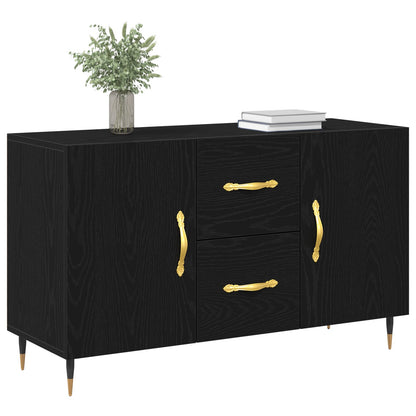 Dressoir Zwart Eiken 100X36X60 Cm Gelaagd Hout