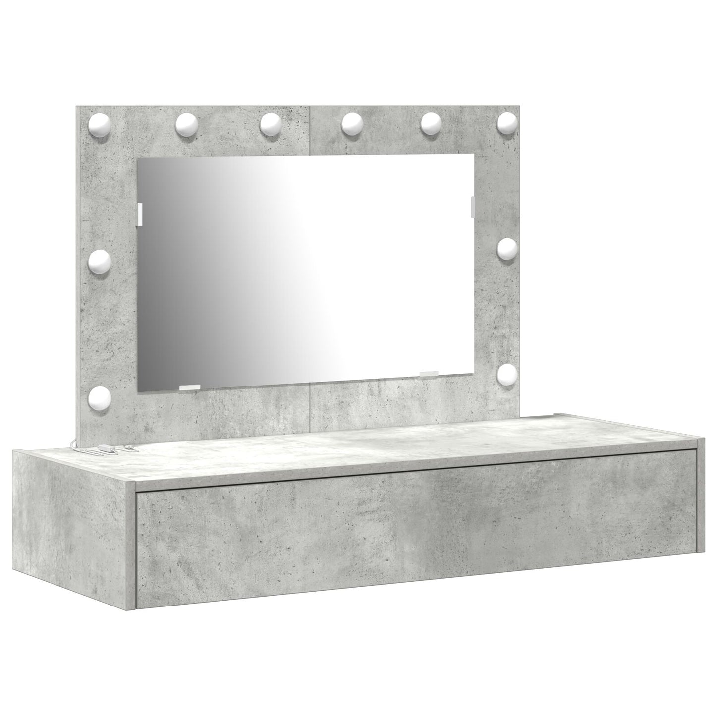 Wandkaptafel -Lichten In 100 x 40 x 70 cm Beton grijs met LED