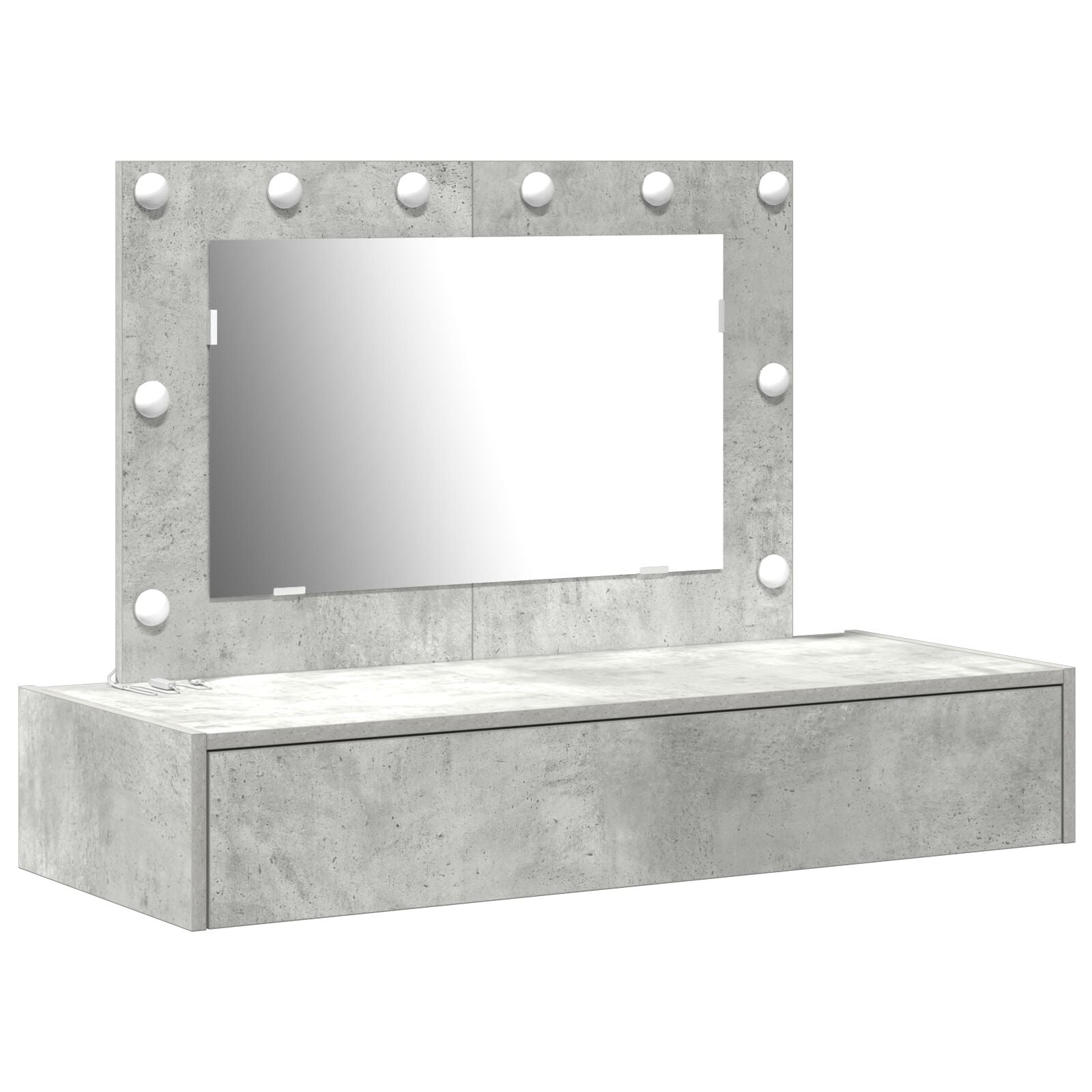 Wandkaptafel -Lichten In 100 x 40 x 70 cm Beton grijs met LED
