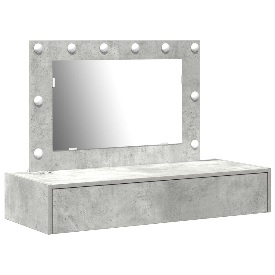 Wandkaptafel -Lichten In 100 x 40 x 70 cm Beton grijs met LED