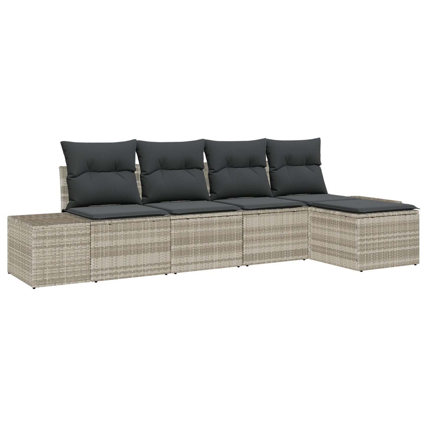 5-Delige Tuin Sofa Set Met Kussens Poly Rattan Licht grijs zonder tafel
