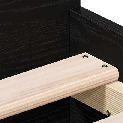 Bedframe Zonder Matras Zwart Eiken 75X190 Cm Bewerkt Hout