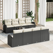 Tuin loungeset poly rattan zwart 6 personen