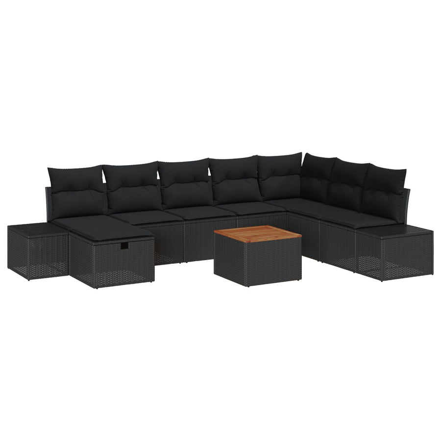 Tuinbank Set Set Van 9 Zwart Rattan Tuin Hoekbank Rechthoekig Wit