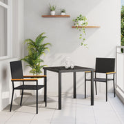 Tuinstoelen stapelbaar 2 stuks zwart poly riet