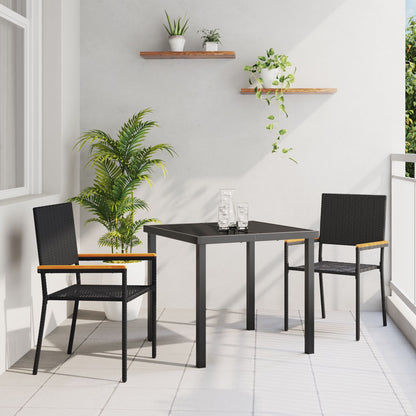 Stapelbare Tuinmeubels Met Kussens - 2 Delige Set In Poly Zwart Riet