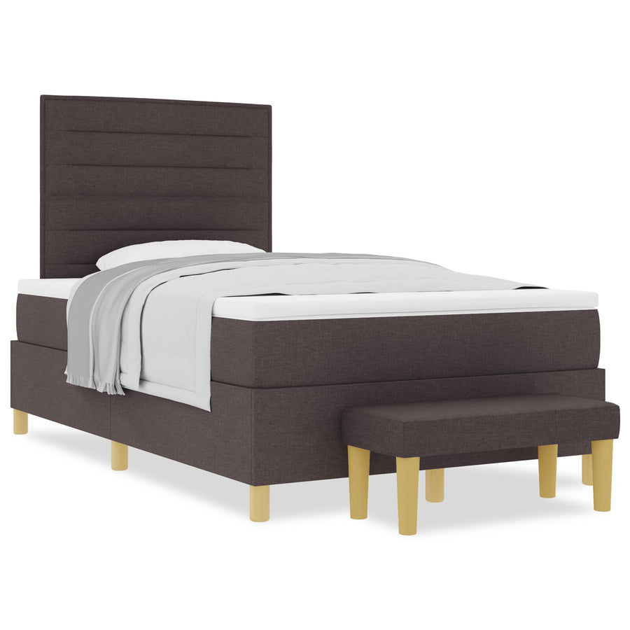 Boxspringbed Met Matras & Bank Donkerbruin 120X190 Cm Stof Blauw