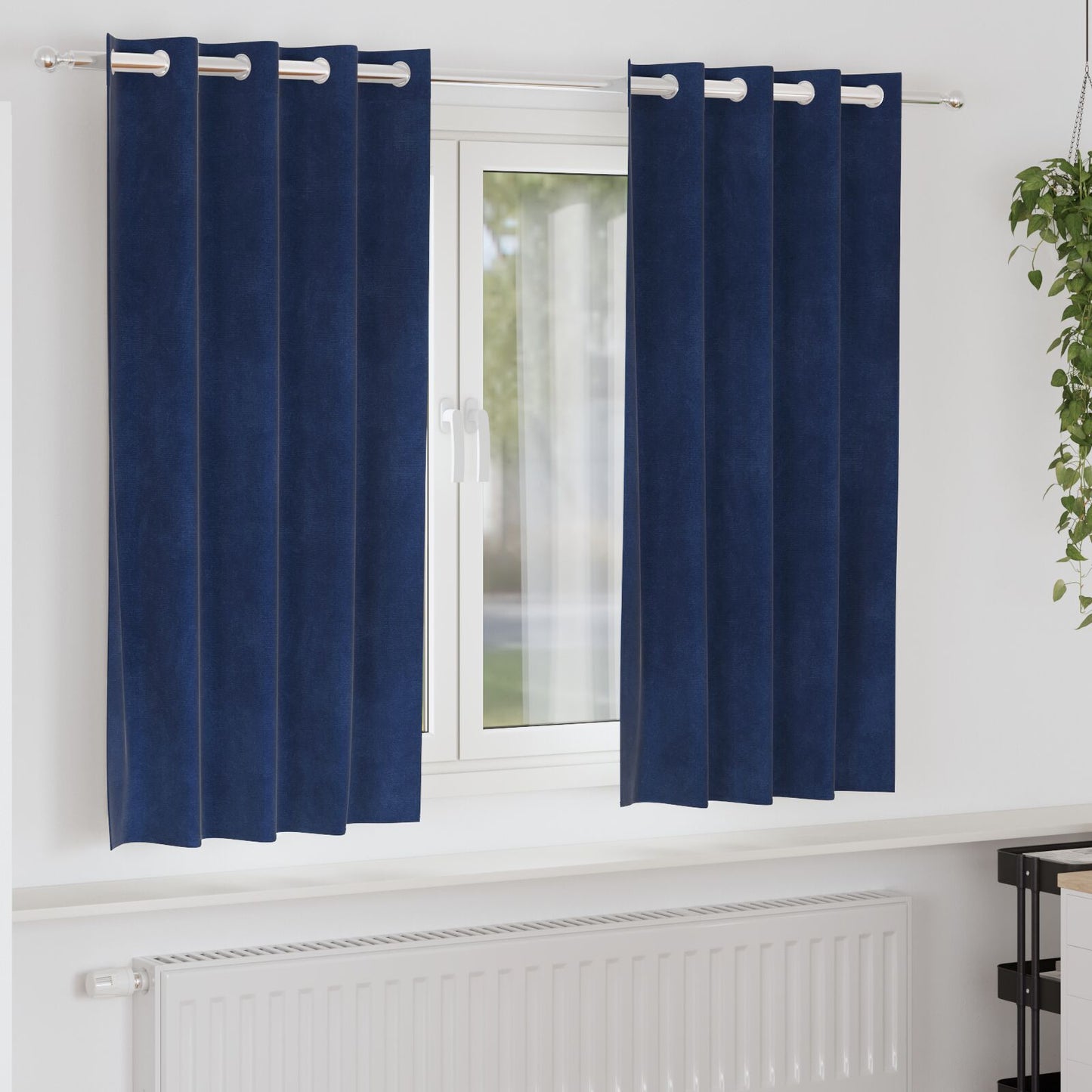 Blackout Gordijnen 2 Stuks E Velours Donkerblauw 140 x 175 cm met oogjes