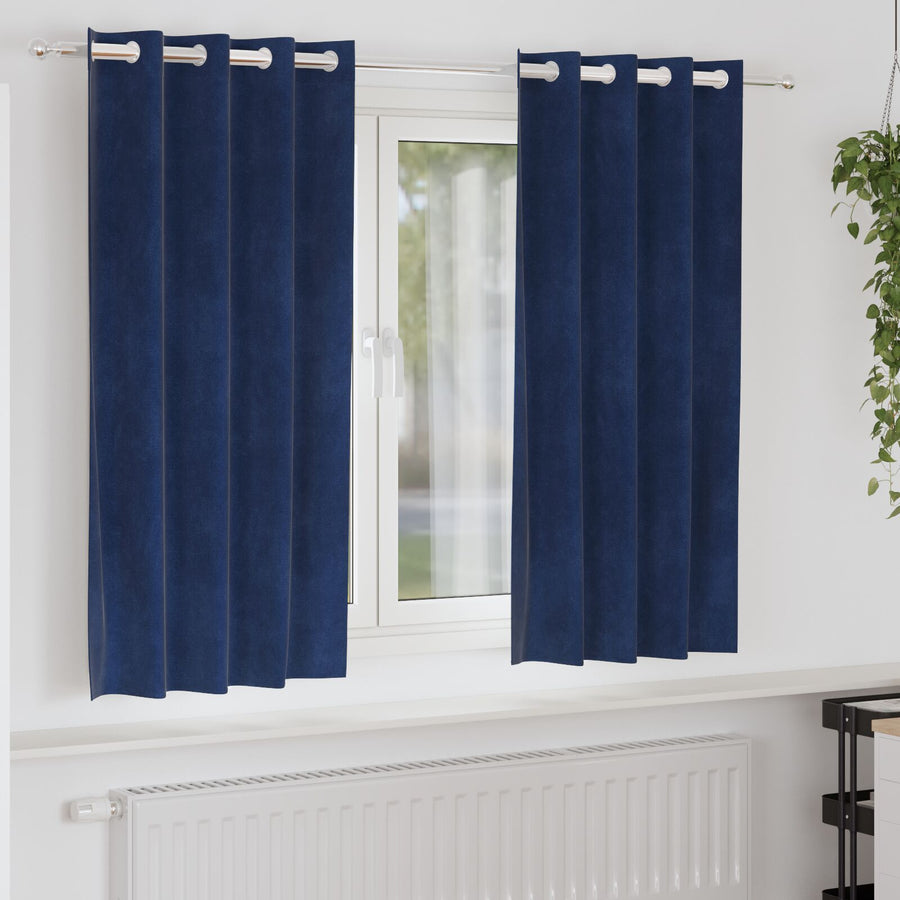 Blackout Gordijnen 2 Stuks E Velours Donkerblauw 140 x 175 cm met oogjes