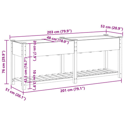 Tuinplanter Met Plank 203X53X76 Cm Massief Hout Vuren 203,5 x 53 x 76,5 cm