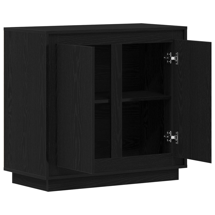 Sideboard Zwart Eiken 80X34X75 Cm Gelaagd Hout