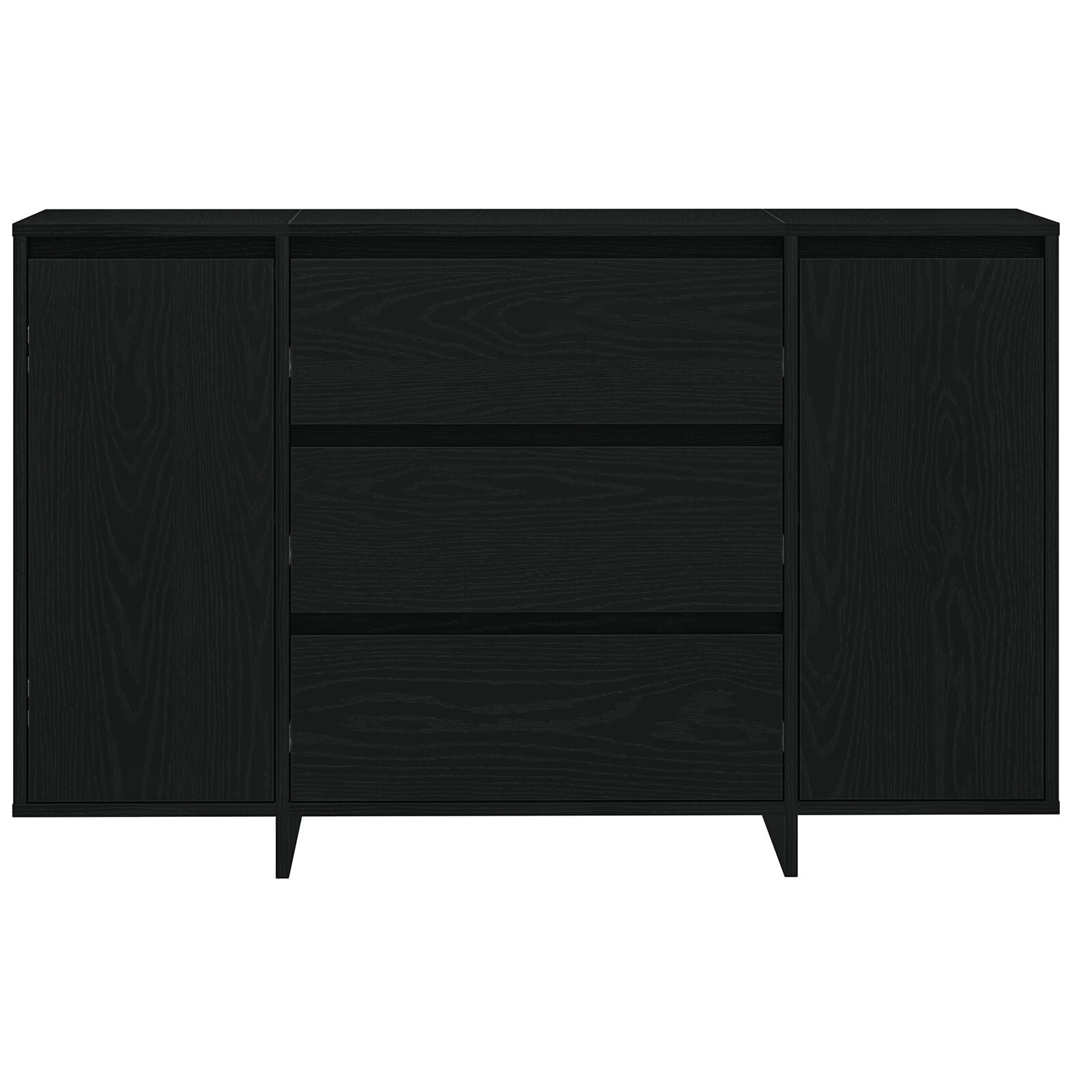 Sideboard Zwart Eiken Massief Eikenhout Zwart Eiken Sideboard